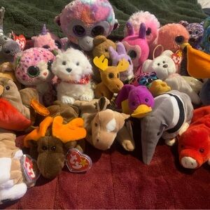 Ty Beanie Babies Plush Toy Set - Purple, White, Brown